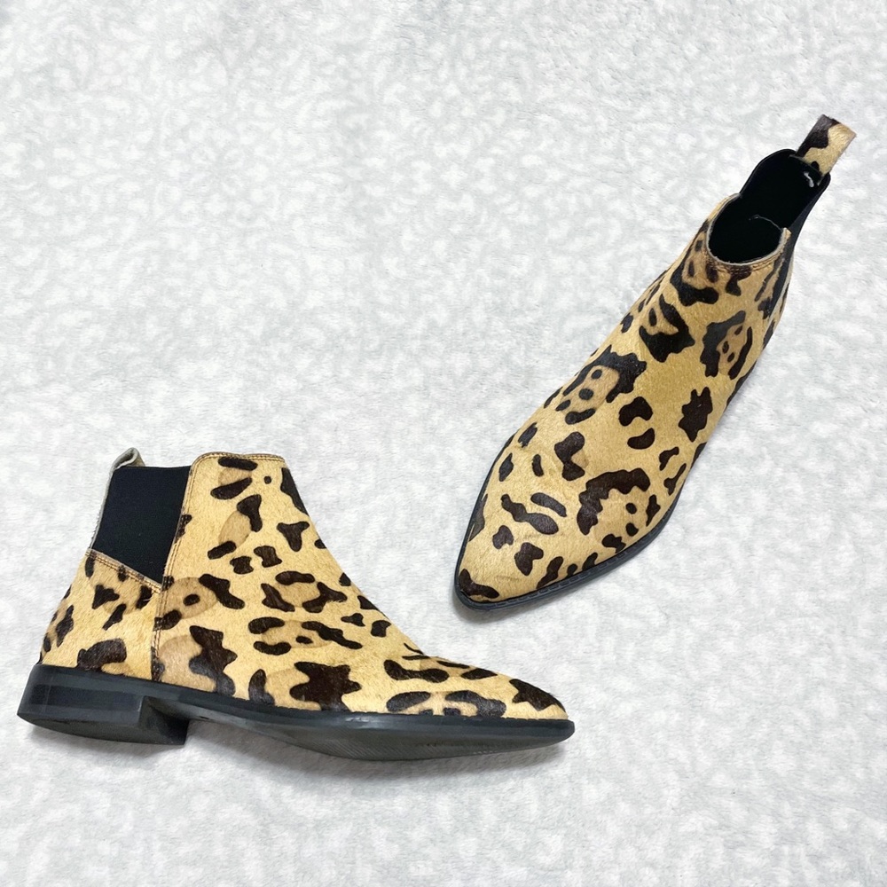 ASOS Leopard Bootie Atom Leather Chelsea Boot Calf Hair Animal Print Slip-On 5